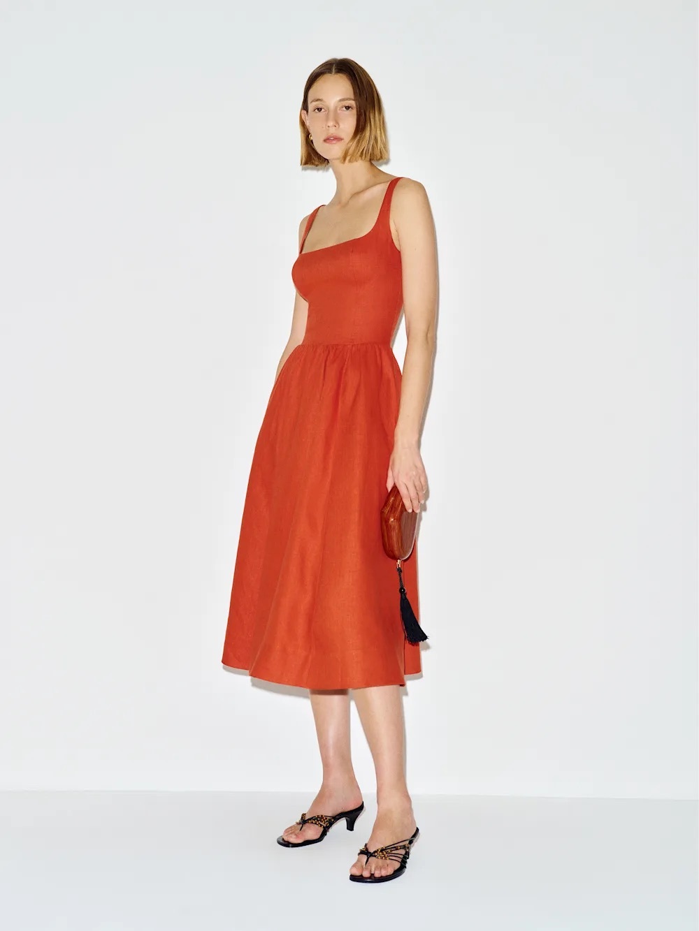 Reformation Rust Orange Midi Dress - Picture 2 of 6
